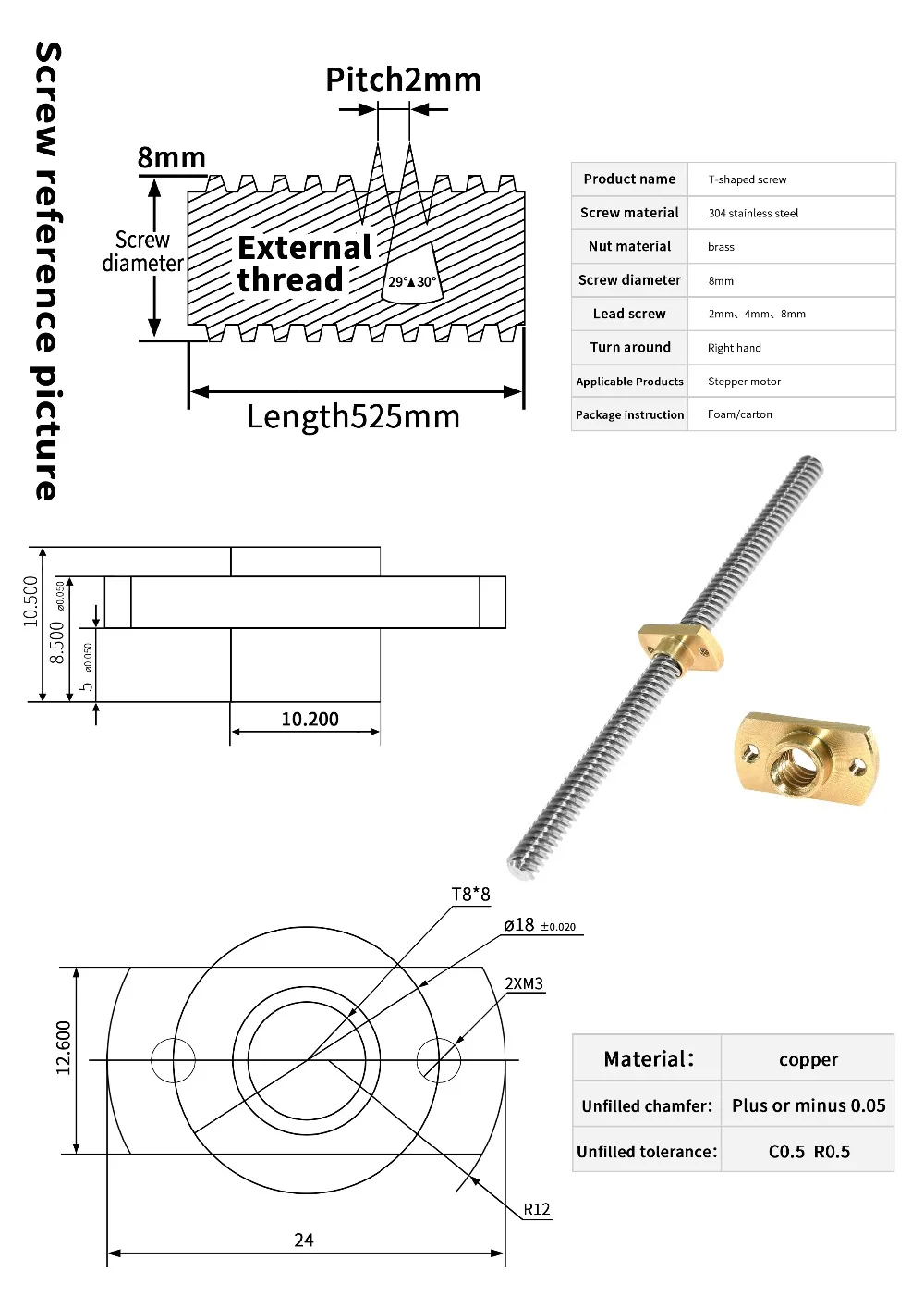 2 pz Stampante 3D T8 Vite di P - Lead Screw 8Mm recensione e prezzo